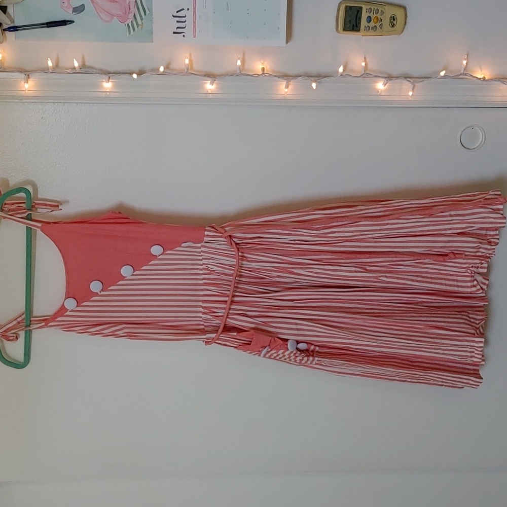 UV pink &white stripe sundress